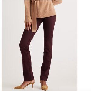 Quince Women's Ultra-Stretch Ponte Straight Leg Pants Burgundy Size Large Petite